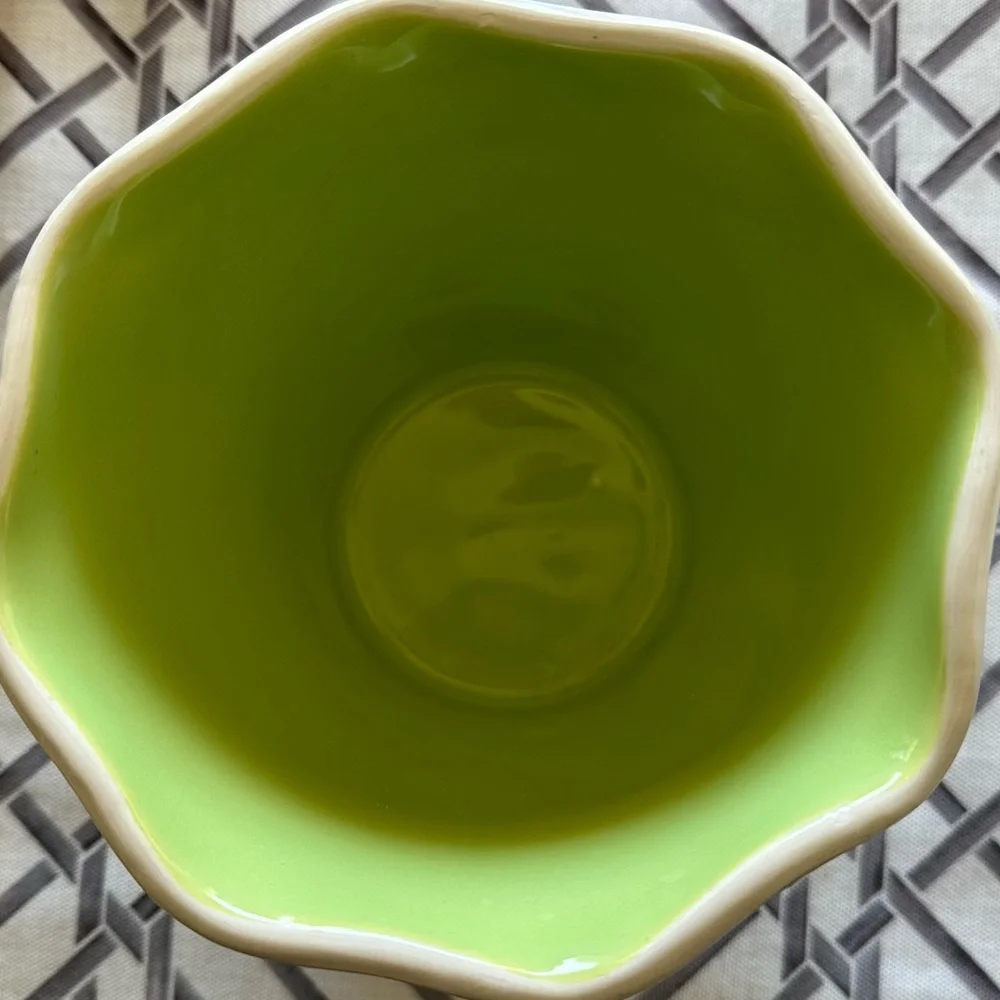 Crate&Barrel Two-Tone Blue Green Pot 6”